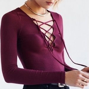 Urban Outfitters Maroon Tie Up Top